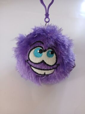 Vintange Lush Purple Fuzzy Monster Plush Keychain, Brand Mochi Monster By Nitend